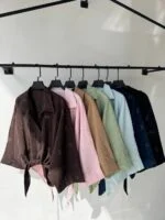 شومیز گره ای پاپیونی مزونی - Image 5