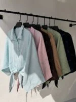 شومیز گره ای پاپیونی مزونی - Image 3